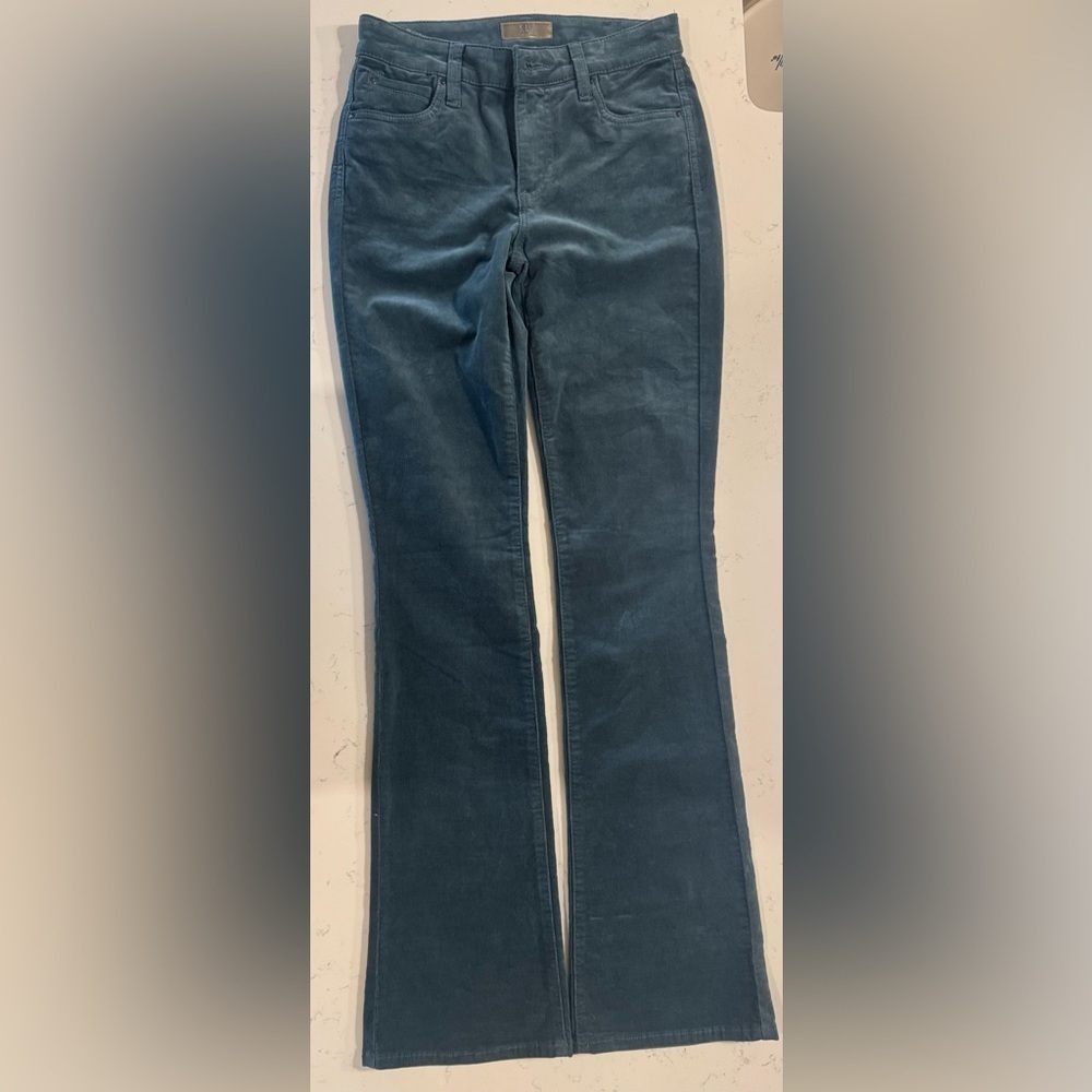 Kut From The Kloth Karen Bootcut Corduroy Pants Teal Size 00 - Picture 2 of 7